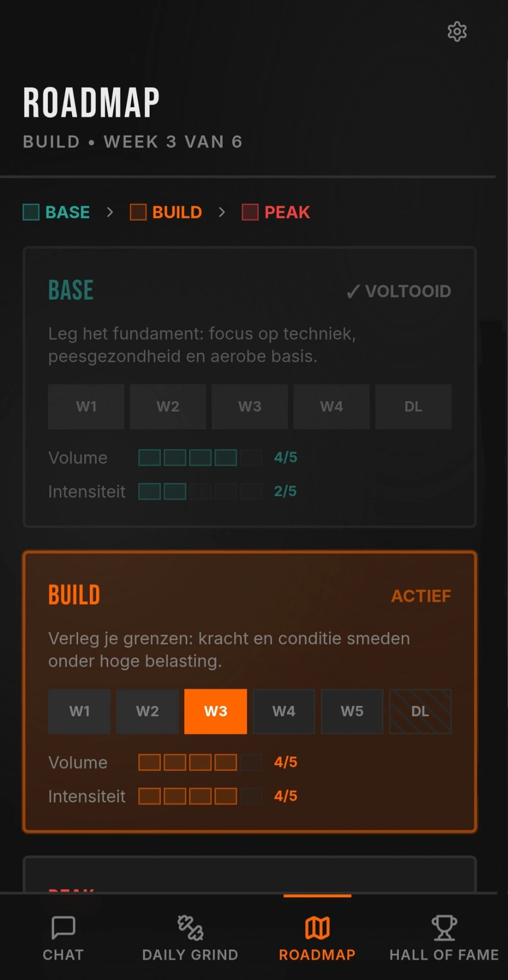 Coach Corrie trainingsroadmap — Base Build en Peak fases